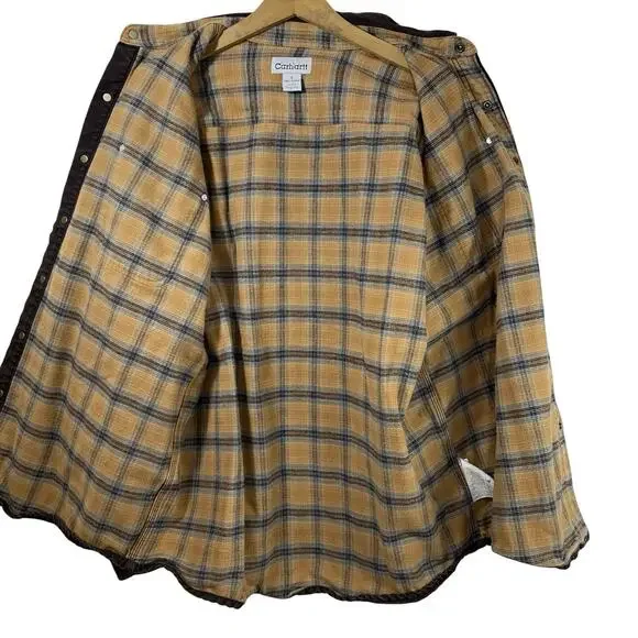 Vintage Carhartt Shirt Jacket MEN’S SIZE L S96DKB Duck Canvas Flannel Lined EUC